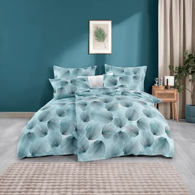 Productafbeelding van Beddengoedset Ocean Leafs, polyBaumwolle, 135 x 200 cm / 80 x 80 cm, 2-delig
