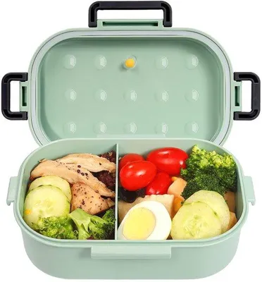 Produktbild von Famanu Lunchbox 1000 ml - mit 2 Fächern, auslaufsicher, umweltfreundlich, für Picknicks, Schule und Büro