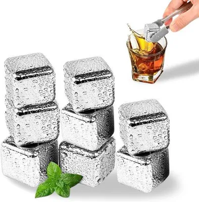 Zdjęcie produktu dla Zestaw do kostki lodu ze stali nierdzewnej – do wina, whisky i soków