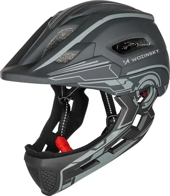 Immagine prodotto di Casco integrale per bambini Wozinsky con luce posteriore USB Taglia S 52–56 cm Grigio