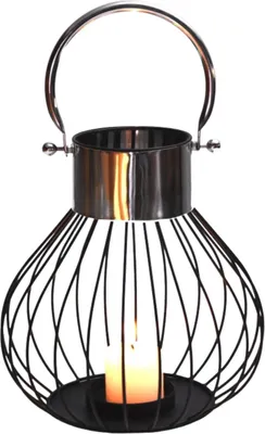 Produktbild von Windlicht Kerzenständer aus Eisen gefertigt, für Kerzendekoration, Schwarz 23 cm