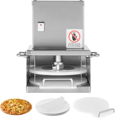 Image de SucceBuy Presse à pizza électrique avec plaque de pressage de 15,24 cm, presse à pain en acier inoxydable pour usage professionnel, façonneuse avec épaisseur réglable & 100 pièces de papier parchemin, rouleau de pâte pour pizza