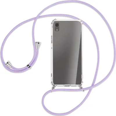 Produktbild von Handykette Backcover-Schutzhülle mit Band (Metall silberfarben) für Sony Xperia XA1 - violett