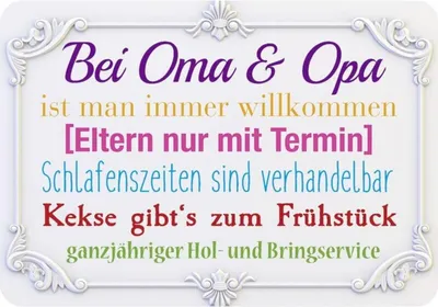 Produktbild von Kulthänger Blechschild Bei Oma & Opa KH 082