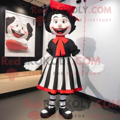 Productafbeelding van Mime-mascottekostuumkarakter REDBROKOLY gekleed met een jurk en stropdassen