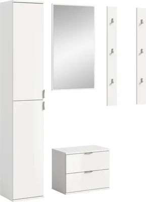 Produktbild von ProjektX Garderobenmöbel Set 4 Teile weiß Hochglanz.