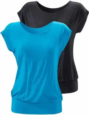 Produktbild von LASCANA Longshirt mit breitem Bund türkis, schwarz Größe 36/38