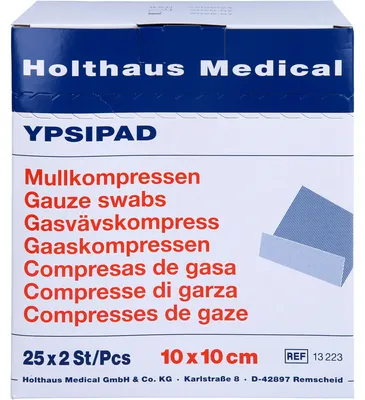 Produktbild von Mullkompressen 8-fach steril YPSIPAD 10x10cm, 50 St. Kompressen