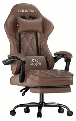 Produktbild von Ergonomischer Gaming Stuhl - Büro Computerstuhl - Massage Lendenstütze - 90–135° verstellbare Rückenlehne - Ausziehbare Fußstütze - 360° drehbar - Braun