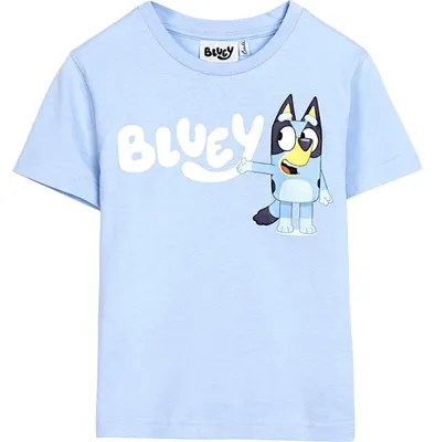 Produktbild von Offizielles Bluey Kinder T-Shirt aus 100% Baumwolle, Hellblau, Größe 92 cm