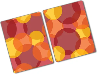Produktbild von Tulup Glas Herdabdeckplatte - 2x40x52 cm - Glaskeramikkochfeld-Abdeckung Spritzschutz Glasabdeckplatte Kochplattenabdeckung und Schneidebrett - Zweiteilig - Kunst: modern & klassisch - Farbige Kreise - Mehrfarbig