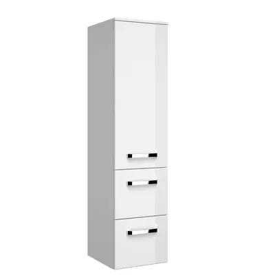 Produktbild von Badezimmer Midischrank FES-4010-66 in weiß glänzend mit 2 Schubladen - B/H/T: 30/121/33cm