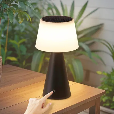Image de ZMH Lampe de table solaire rechargeable Lampe de chevet sans fil Led Lampe de table 3600mhA Rechargeable Touch Dimmable Lampe noire avec batterie USB Lampes de table pour salon moderne Chambre à coucher Extérieur