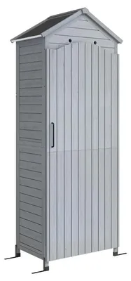Image de Abri de jardin en bois, abri à outils extra-haut avec étagère réglable, porte magnétique, toit galvanisé et aération