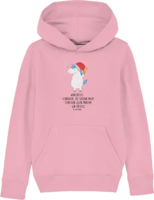 Produktbild von Mr. & Mrs. Panda Kinderpullover Einhorn Weihnachtsmann 5-6 Jahre (110/116) - Baumwolle Pink - Geschenk, Kapuzenpullover, Schokolade, Wunschliste, Pulli, Hoodie, Weihnachten