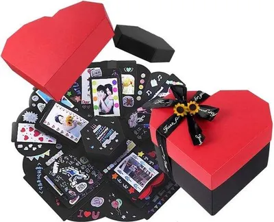 Produktbild von Liebes-Schock-Geschenkbox - Explosiv DIY-Geschenkbox - Handgemachtes Fotoalbum - Geschenk für Verlobung, Hochzeit, Jubiläum - Handgefertigt, kein Aufbau erforderlich