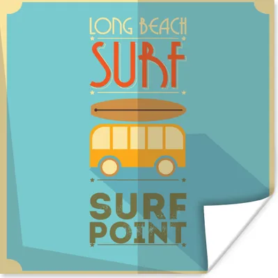 Produktbild von MuchoWow® Poster Illustration von "Surf Point" vor blauem Hintergrund 30x30 cm - Wandposter - Printing