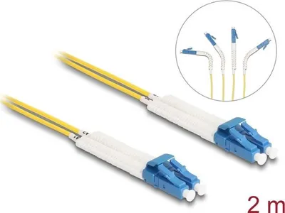 Produktbild von DeLOCK LWL Kabel LC Duplex zu LC Duplex Singlemode OS2 winkelbar 2 m, 2 m, OS2, LC, LC