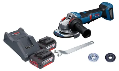 Obrázek produktu pro Akumulátorová úhlová bruska Bosch GWS 18V-11 PS 18 V 125 mm bezkartáčová + 2x akumulátor 4,0 Ah + nabíječka