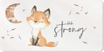 Produktbild von MuchoWow® Mauspad Mousepad Zitate - Aquarell - Stark sein - Kinder - Fuchs - Tiere 60x30 cm - Mousepads - Maus Mat - Pad - Mausunterlage - Nachhaltig