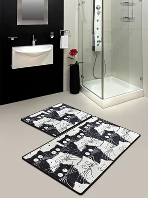 Obrázek produktu pro Mijolnir, White Cats, koupelnová předložka, pestrobarevná, polyester, 60 x 100 cm