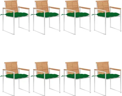 Produktbild von Gartenstühle 8 Stk. mit Kissen Massivholz Teak