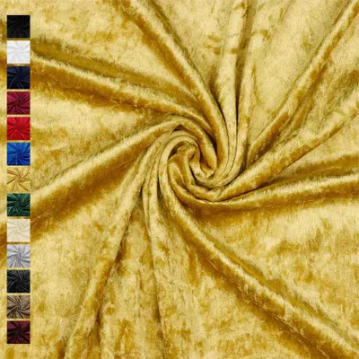 Produktbild von Pannesamt Meterware 140 cm breit – Stoff für Bekleidung, Kostüm & Deko, Uni Glänzend, 0,5 m Schritte, 13 Farben, Karneval & Weihnachten 011 Gold