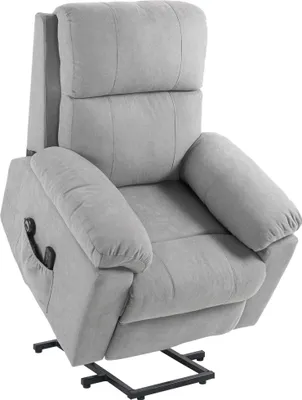 Produktbild von Sessel mit Massagefunktion und Aufstehhilfe, 8 Massagepunkte, 2 Seitentaschen, Fernbedienung, 89cm x 99cm x 103cm, Grau