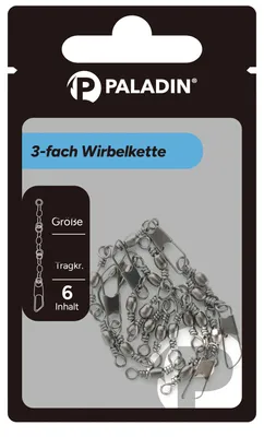 Produktbild von Paladin 3-fach Wirbelkette - 6 Forellenwirbel, Größe:Gr. 12, Tragkraft:12kg