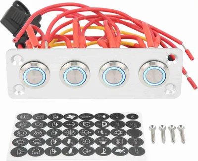 Imagen del producto de Panel de interruptores para vehículos recreativos, panel de interruptores para embarcaciones, panel de interruptores de 4 vías (encendido/apagado), panel de botones para vehículos recreativos, panel de control universal de 4 vías, panel de control de botones para automóviles