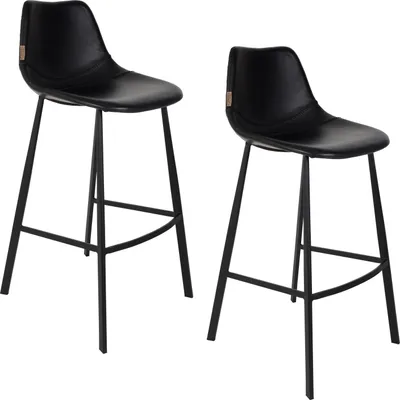 Produktbild von Dutchbone Franky Barhocker mit Rückenlehne 80 cm Schwarz - 2 er Set