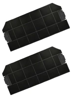 Two charcoal filters are shown from a diagonal angle against a white background.
