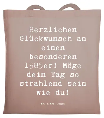Produktbild von Mr. & Mrs. Panda Tote Bag Spruch 1985 Geburtstag - Braun Pastell - Geschenk, Freude, Shopping Tasche, Erinnerungen, Jutebeutel, Geburtstagsgeschenk, Beutel, Laptoptasche