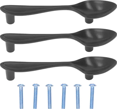 Image de 3Set Door Handles Thickened Cutlery Ta Shaped Cabinet Pulls for Drawer Wardrobe Bookshelves Black Spoon (Poignées de porte épaissies pour couverts de table)