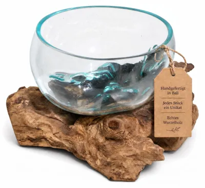 Image de Bol décoratif en bois unique et vase en bois d'acacia