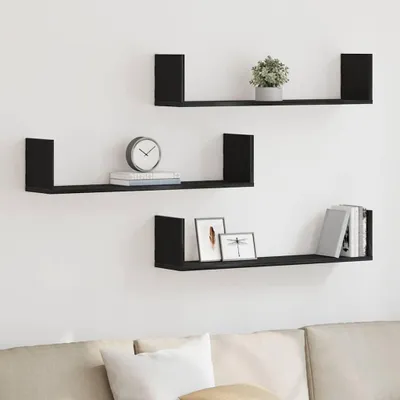 Produktbild von Möbel Wandregale 3 Stk. Schwarz Eichen-Optik 80x18x18cm Holzwerkstoff - Wandregale CC4535