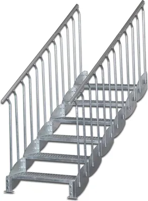 Produktbild von Wangentreppe | Höhe: 128-140 cm, Stufenbreite: 100 cm | Beidseitiges Geländer