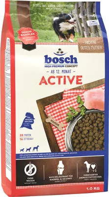Produktbild von bosch Tiernahrung Active, Adult, jede Rasse, Riese (≥45 kg), Groß (26-44 kg), Mittelgroß (11-25 kg), Klein (5-10 kg), Mini (≤4 kg), Huhn, 3 kg