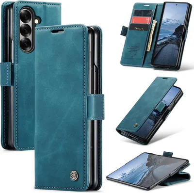 Immagine prodotto di Custodia per Samsung Galaxy Z Fold 7, Custodia retrò in Finto cuoio con funzione stand Blu