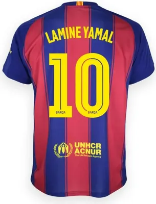 Image de Fc Barcelona 25/26 Lamine Yamal domicile junior à manches courtes t-shirt rouge 10 ans garçons,filles rouge 10 ans