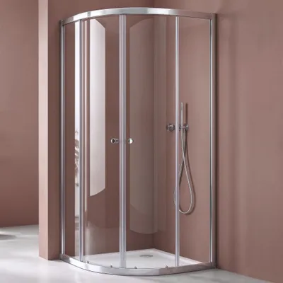 Produktbild von doporro Duschkabine Schiebetür Duschabtrennung Viertelkreis BxTxH 90x90x190 cm Klarglas ESG-Sicherheitsglas mit Nano-Beschichtung Ravenna32K