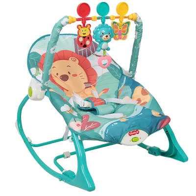 Produktbild von Babywippe mit Melodie Vibration Spielzeug-Stirnband verstellbarer Gurt ab 0 bis 11 kg Blau