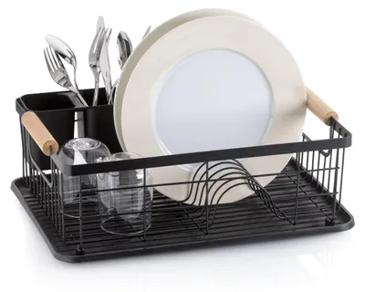 Abtropfgestell Rica, Metall, schwarz, 9 Teller + 3 Gläser