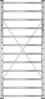Produktbild von Fächerregal mit 12 Böden, Nutztiefe 315 mm, Stecksystem, glanzverzinkt, BxTxH 870 x 315 x 2000 mm