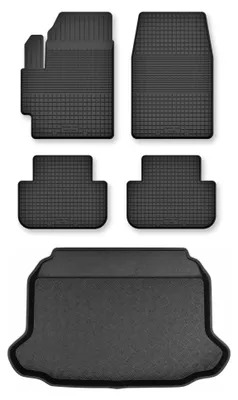 Productafbeelding van Rubberen automatten + kofferbakmat voor Honda Civic VII 2001-2005 (hatchback) – 5-delig, zwart, op maat – Wielganizator Semi-Universal