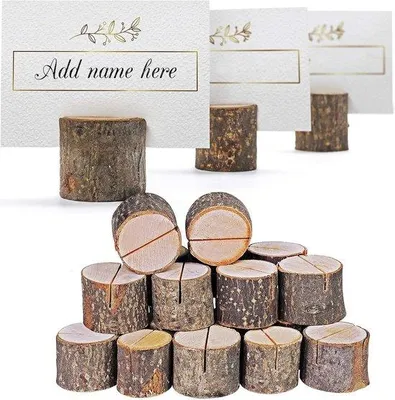 Produktbild von Famanu Tischkartenhalter 50 Stück – Holz, rustikale und vintage Dekoration