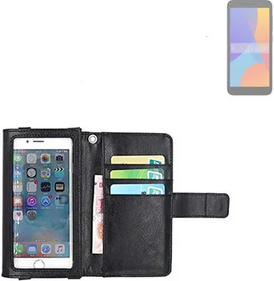 Produktbild von K-S-Trade Handy Hülle Schutz Hülle Kompatibel mit Alcatel 1 (2021) Case mit Displayschutz / Schutzfolie Flip Cover Wallet case Etui Hülle schwarz