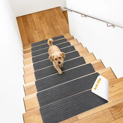 Imagen del producto de Juego de 15 alfombras antideslizantes para escaleras, de 55 x 22 cm, autoadhesivas, ideales para niños y personas mayores