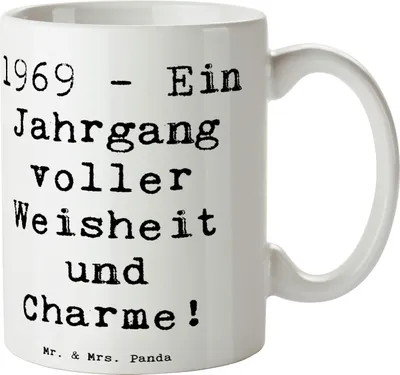 Produktbild von Mr. & Mrs. Panda Kaffeetasse Spruch 1969 Geburtstag - Weiß - Geschenk, Jubiläum, Alter, Jahrgang, Lebensfreude, Geburtstagsgeschenk Ideen, haferl, Jahrgangsparty, Tasse