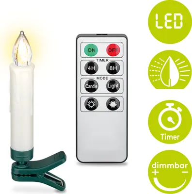 Produktbild von Goobay 53942 20 x Kabellose LED Weihnachtskerze – Echtwachs, mit Fernbedienung, Timer für individuelles Ambiente und Dimmer, batteriebetrieb, weiß [Energieklasse A]
